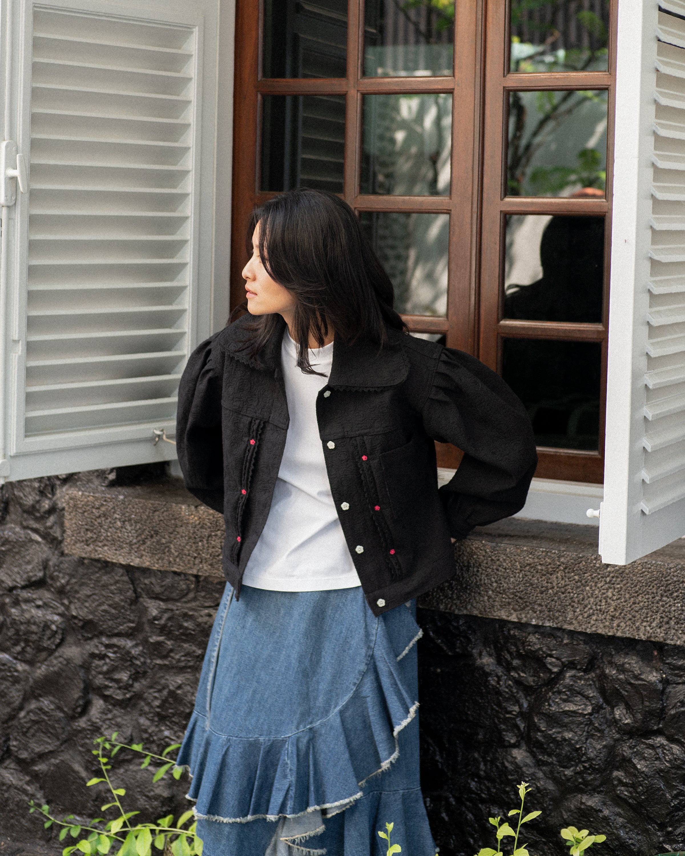 Emiria Jacket Midnight Bloom - MATA CLOTHiER