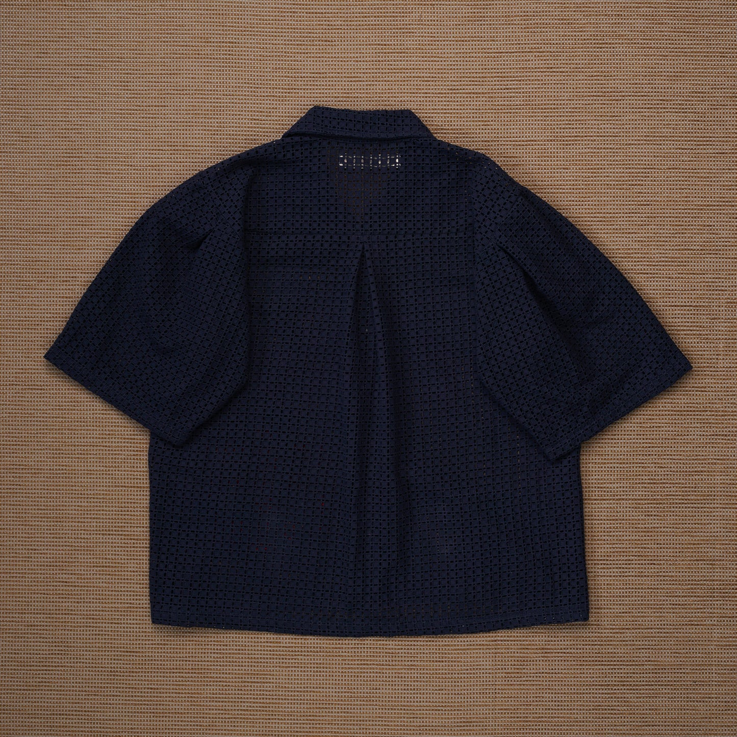 Guaya Blouse Eyelet Mesh Navy - MATA CLOTHiER