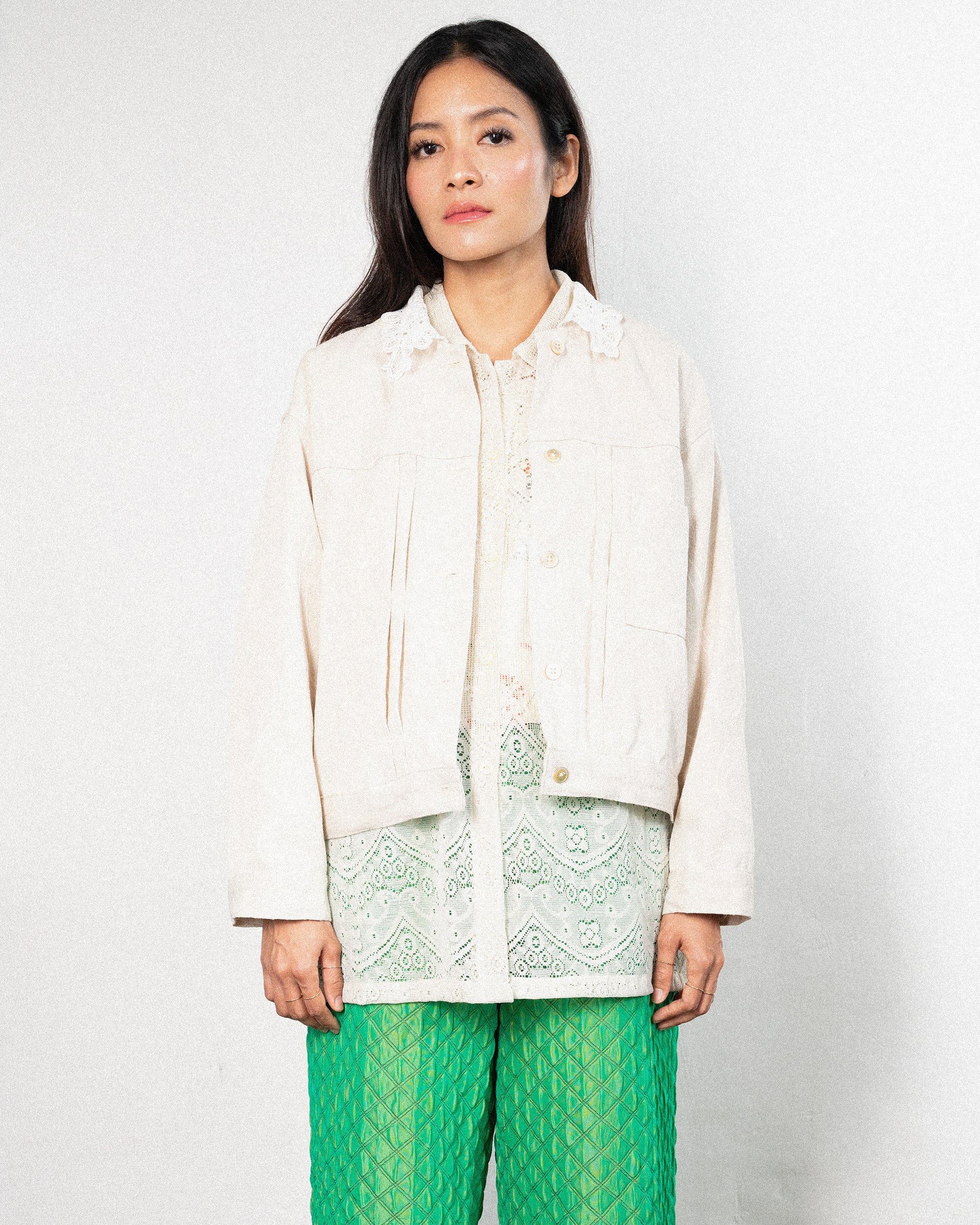 Pompe Jacket Floral Ivory - MATA CLOTHiER
