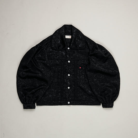 Emiria Jacket Black Petal [Big Flap Collar]  ✺ MATA CLOTHiER