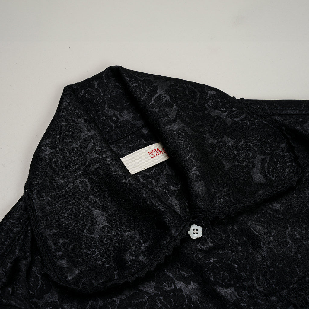 Emiria Jacket Black Petal [Big Flap Collar]  ✺ MATA CLOTHiER