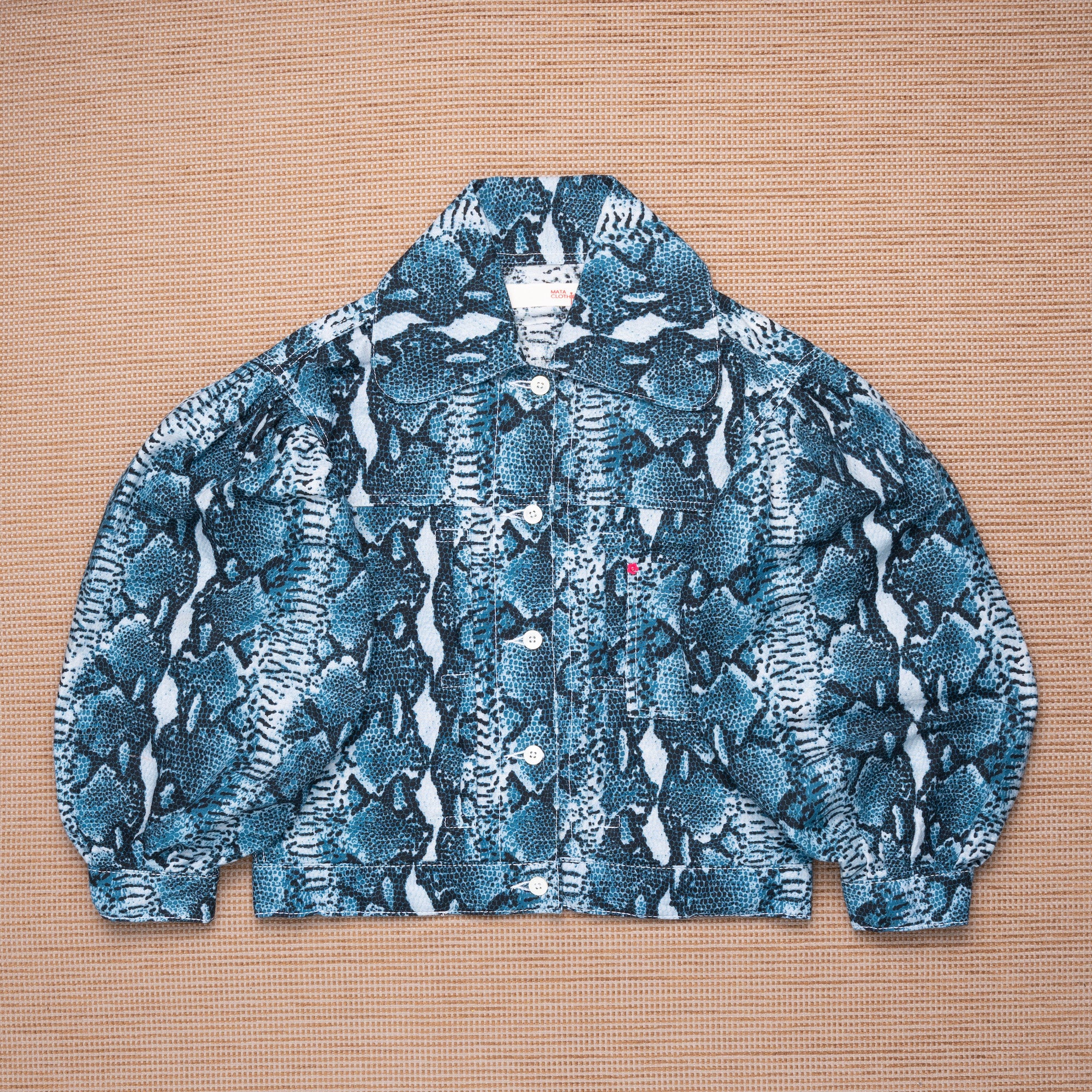 Emiria Jacket Serpent VanillaBlu - MATA CLOTHiER