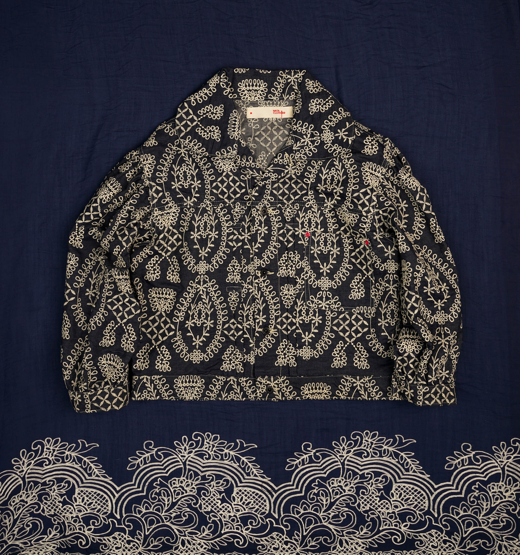 Emiria Jacket Embroidery Indigo - MATA CLOTHiER