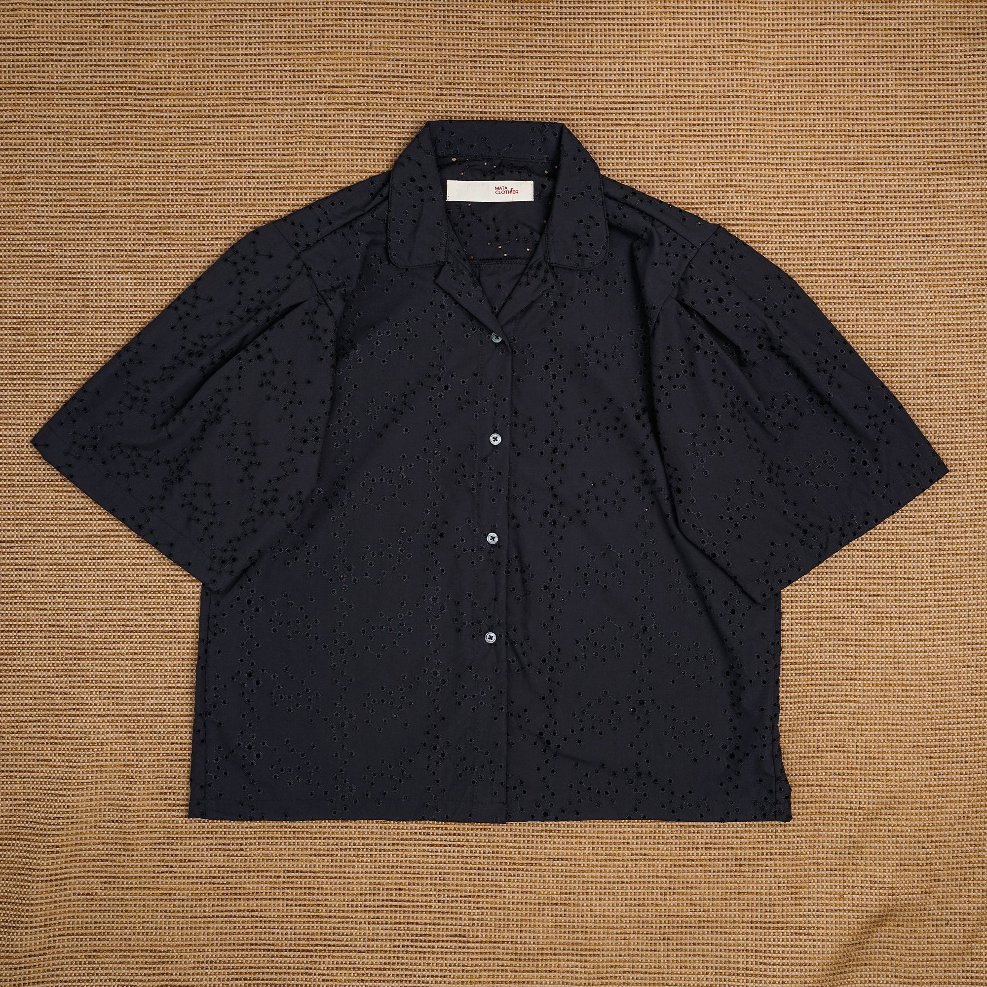 Guaya Blouse Crux Embroidery Black - MATA CLOTHiER