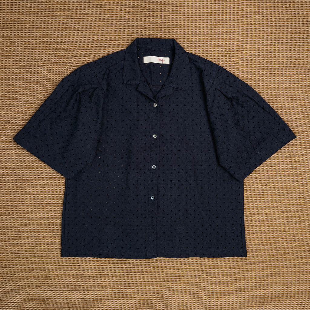 Guaya Blouse Floral Embroidery Midnight - MATA CLOTHiER