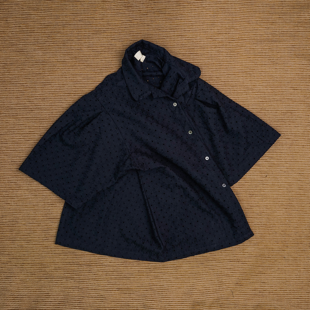 Guaya Blouse Floral Embroidery Midnight - MATA CLOTHiER
