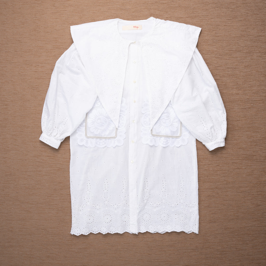 Sang Dewi Blouse White Eyelet - MATA CLOTHiER