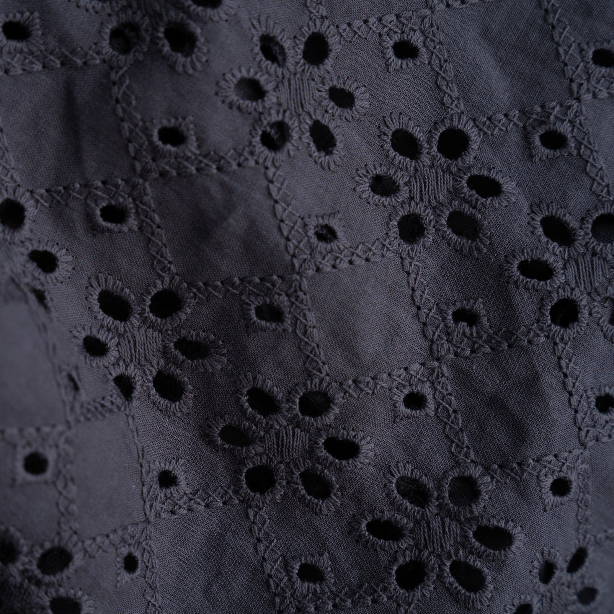 Mahadaya Blouse Eyelet Charcoal - MATA CLOTHiER
