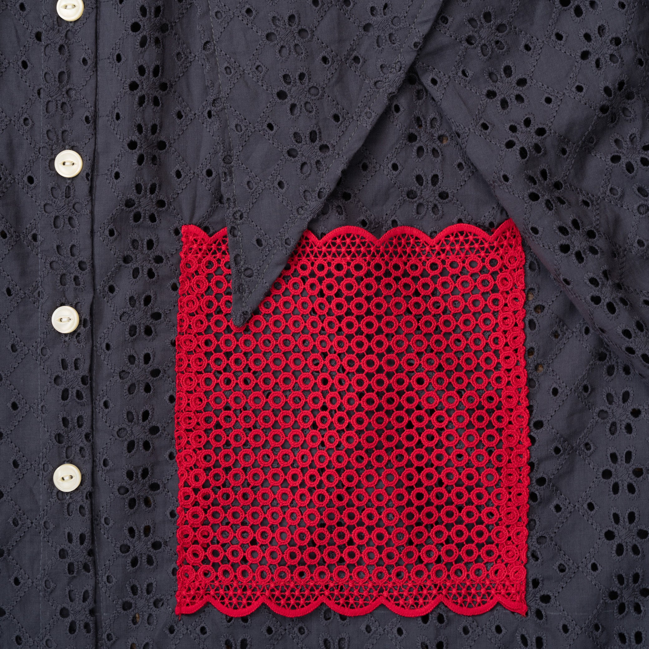 Mahadaya Blouse Eyelet Charcoal - MATA CLOTHiER