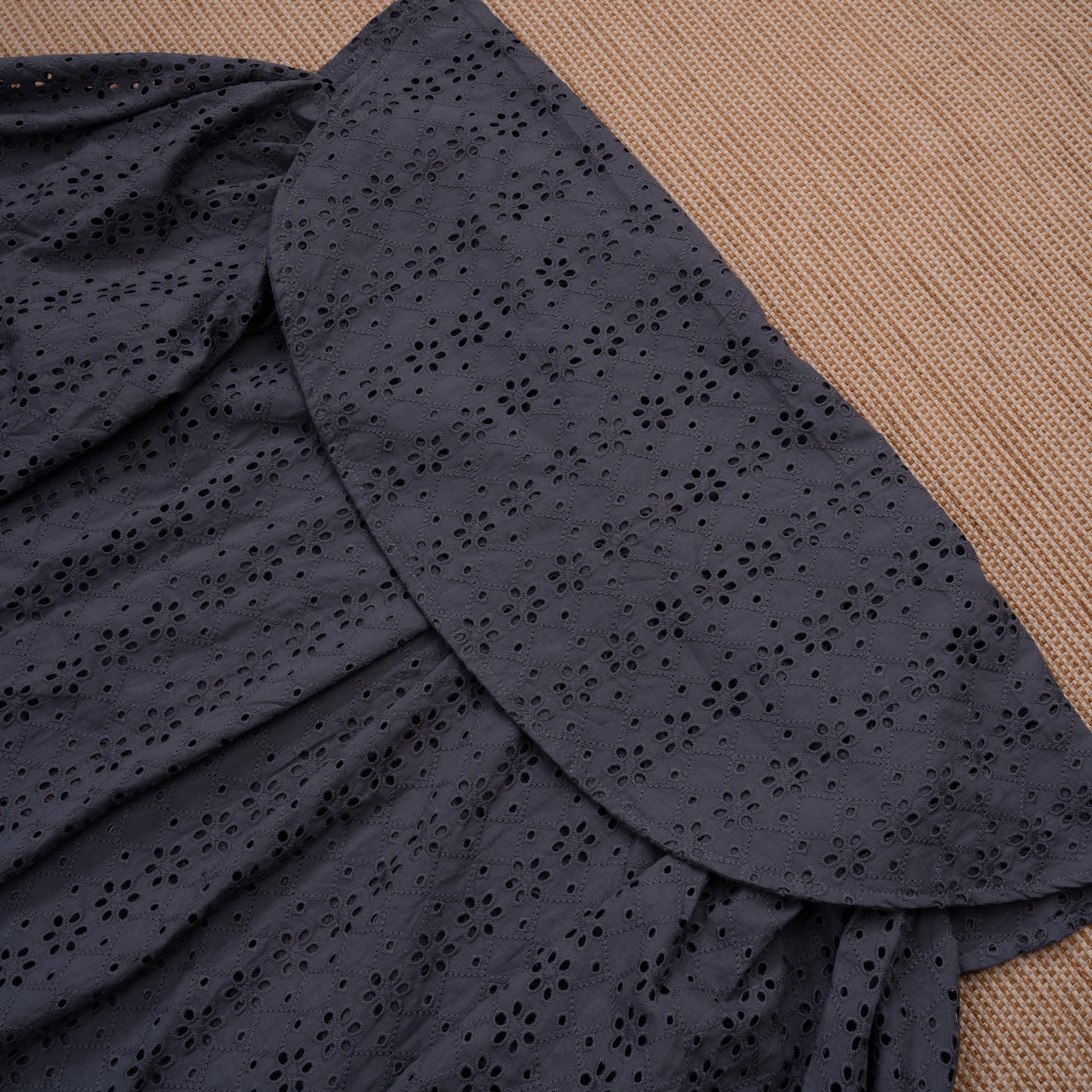 Mahadaya Blouse Eyelet Charcoal - MATA CLOTHiER