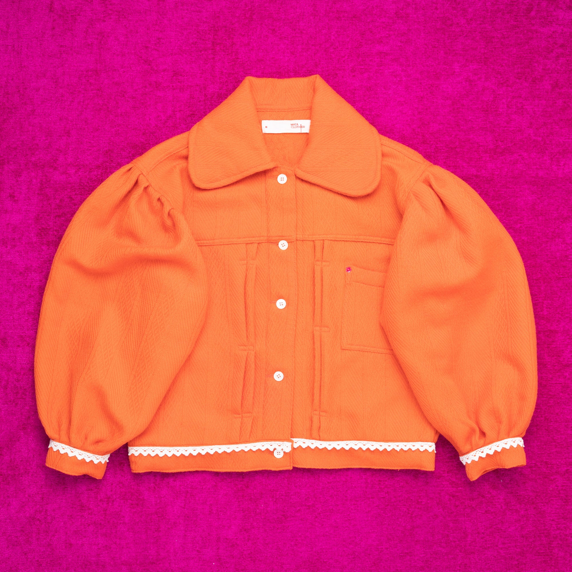 Emiria Jacket Orange Waffer - MATA CLOTHiER