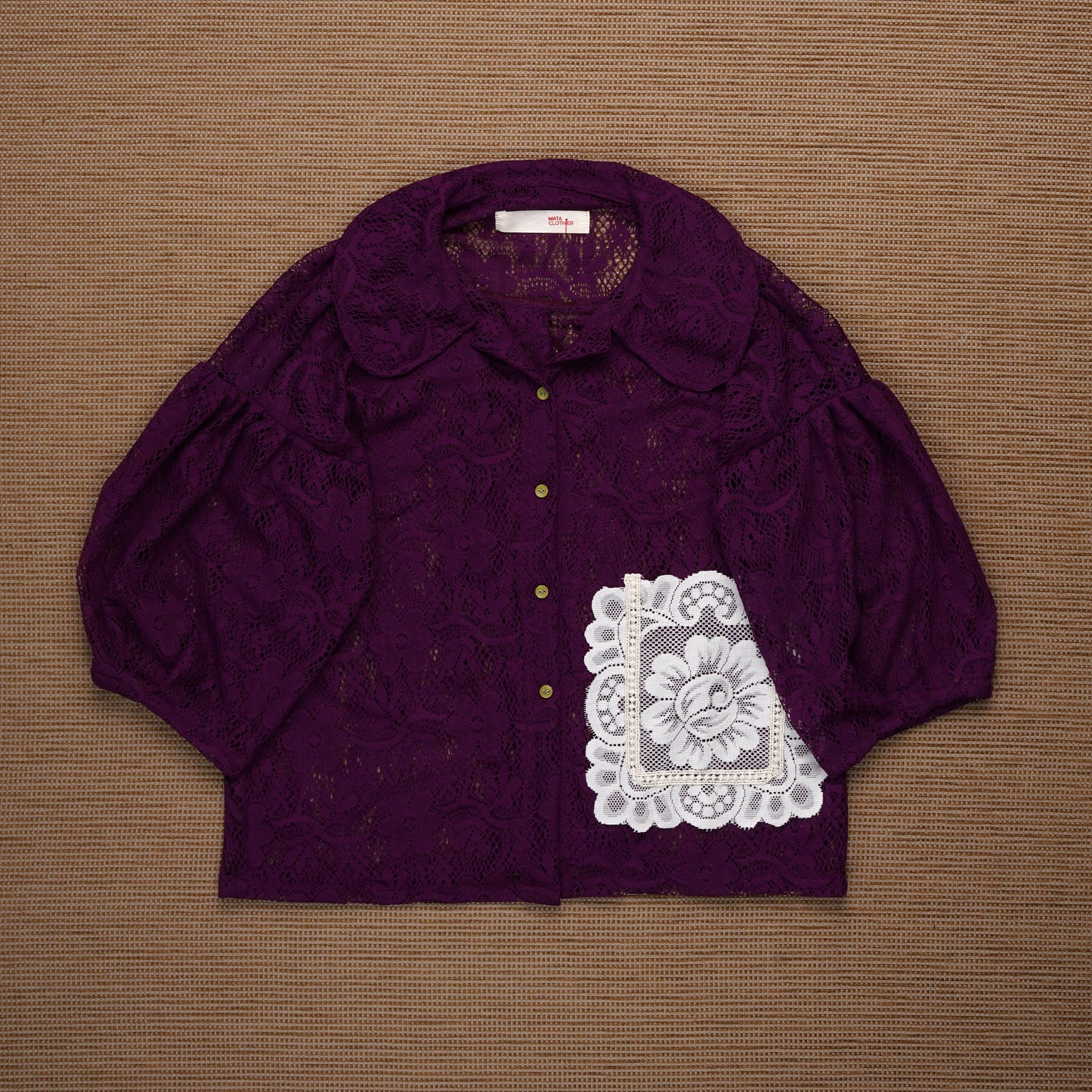 Middy Blouse Lace Eggplant - MATA CLOTHiER