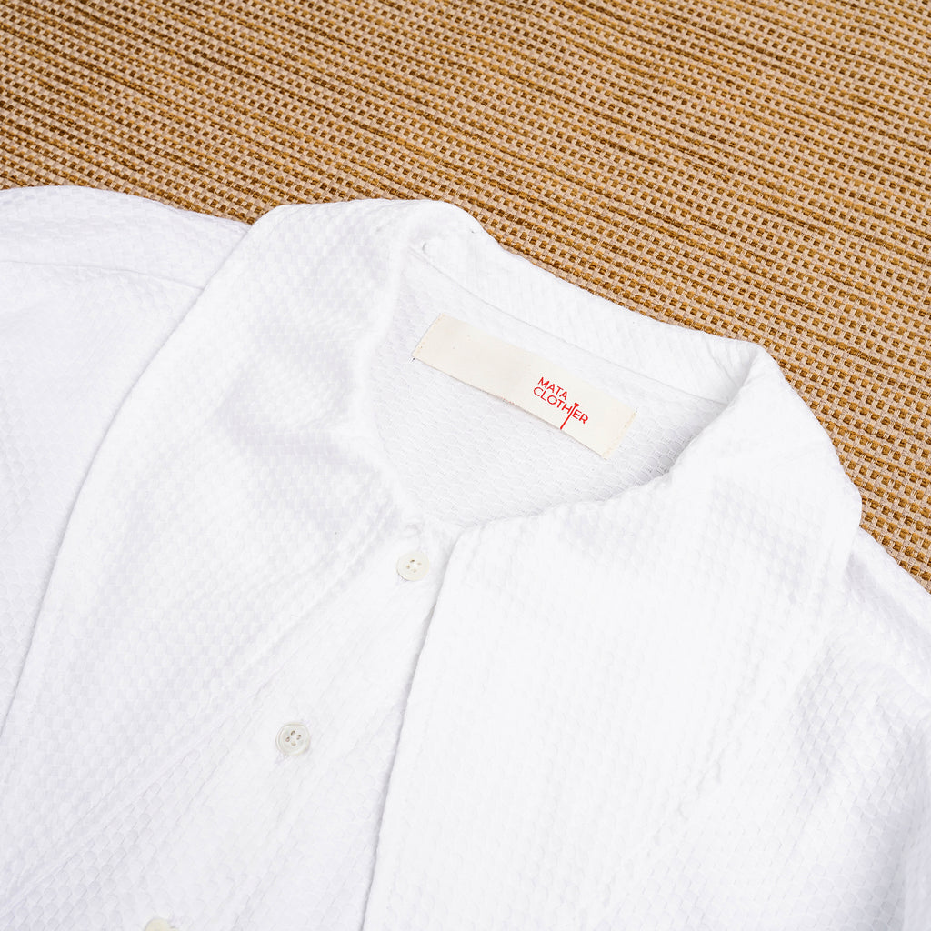 Middy Blouse Cotton Waffle White - MATA CLOTHiER