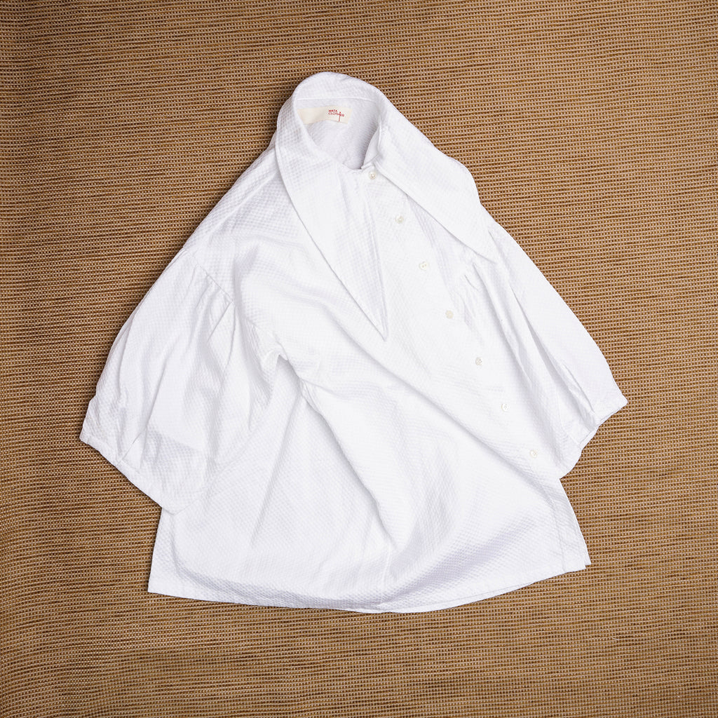Middy Blouse Cotton Waffle White - MATA CLOTHiER