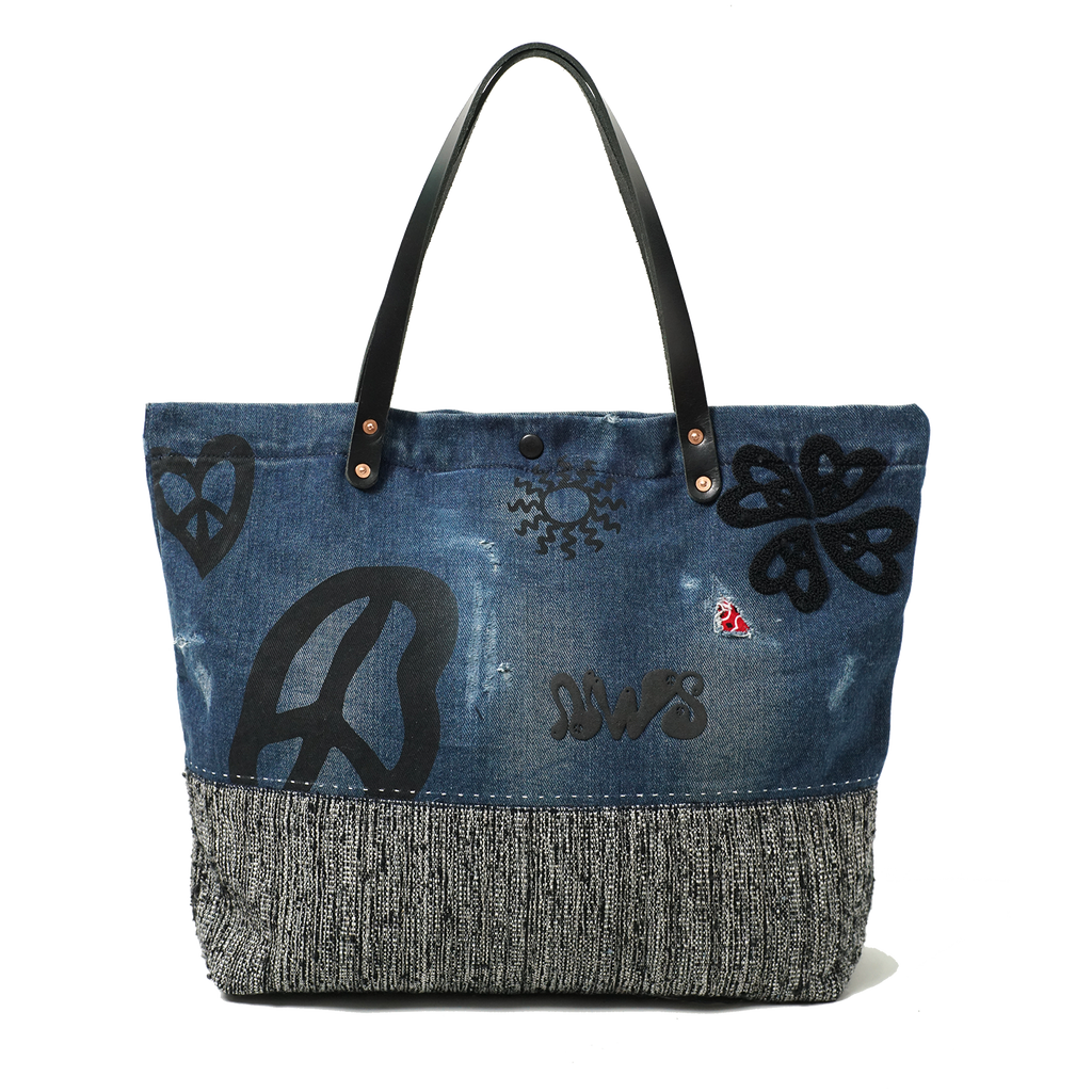 Needleworks Studios Denim Peacefarm Shopper Bag