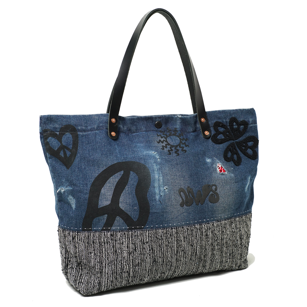 Needleworks Studios Denim Peacefarm Shopper Bag_3