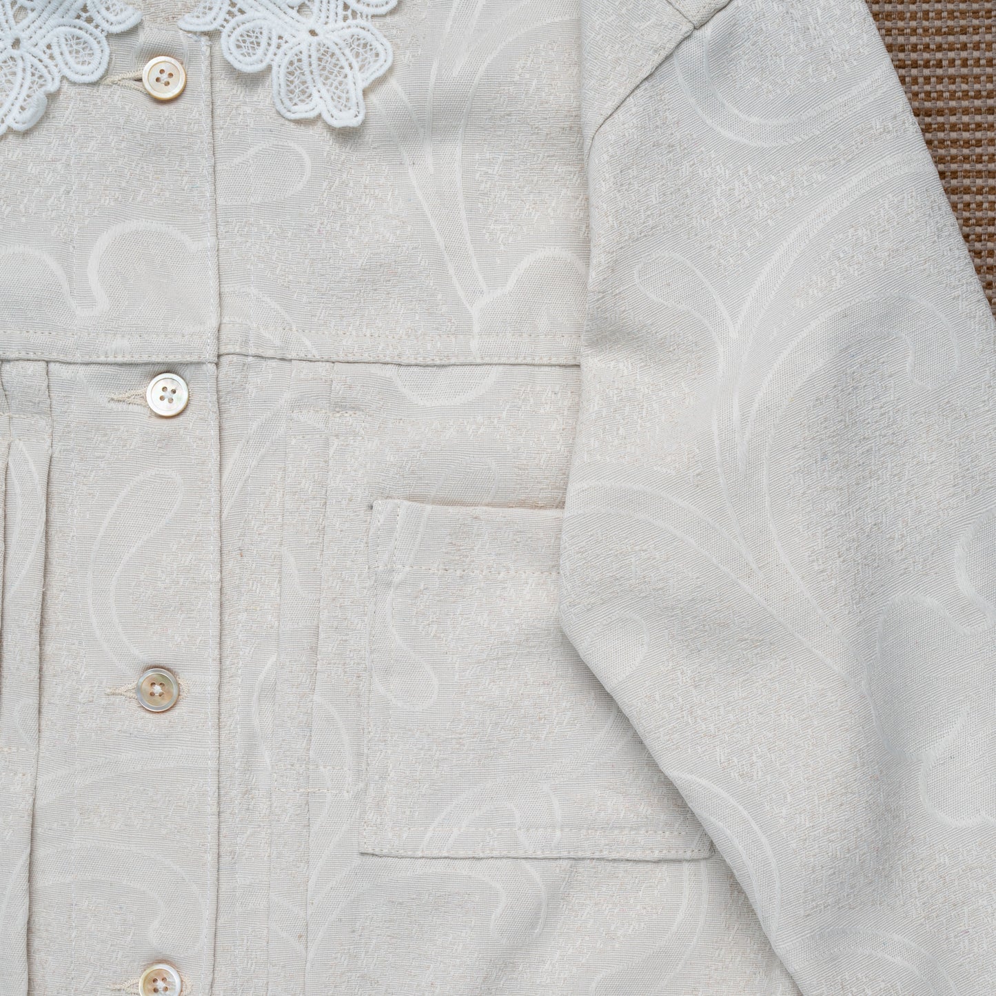 Pompe Jacket Floral Ivory - MATA CLOTHiER
