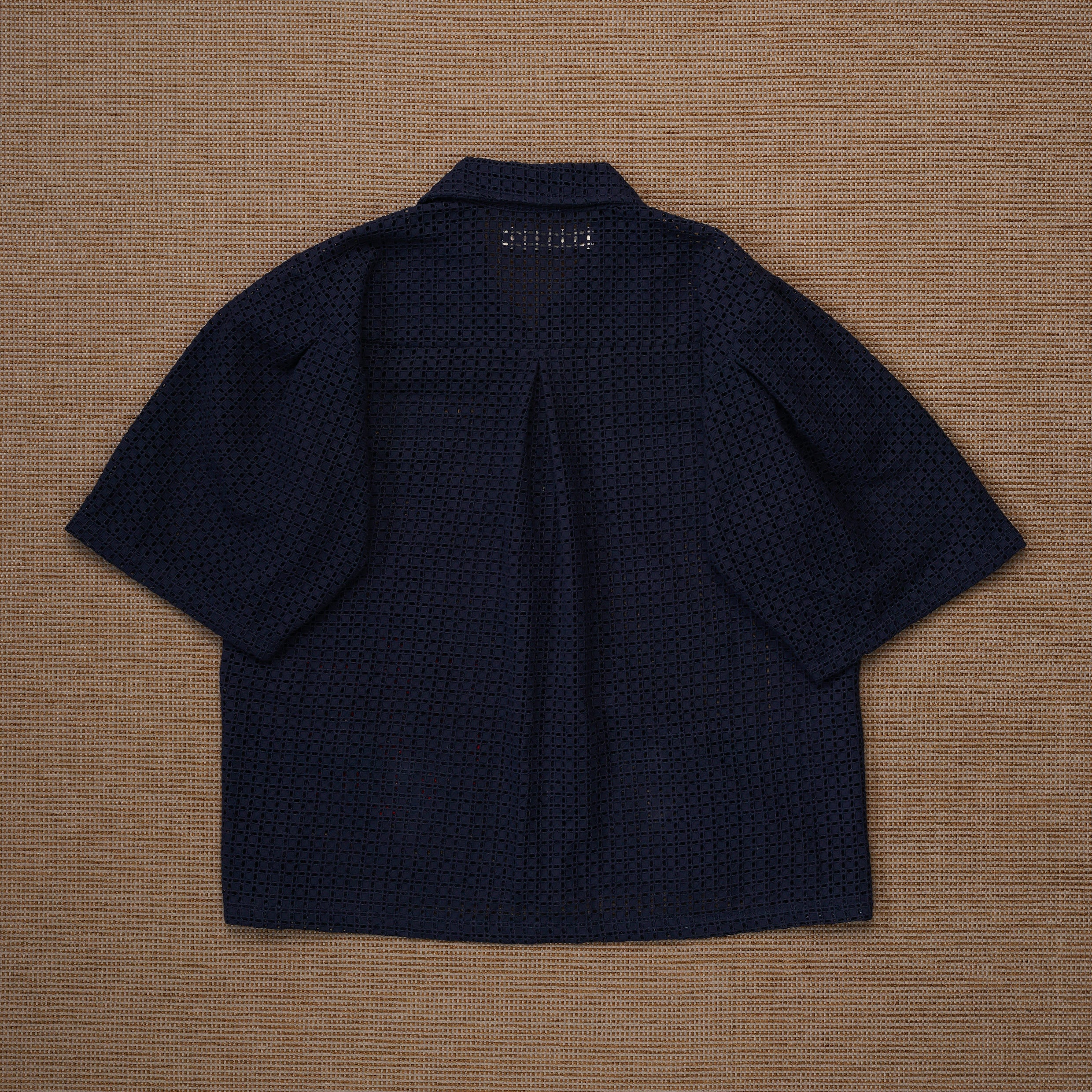 Guaya Blouse Eyelet Mesh Navy - MATA CLOTHiER