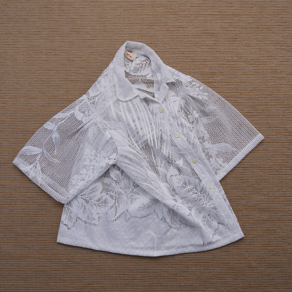 Guaya Blouse Floral Lace White  - MATA CLOTHiER