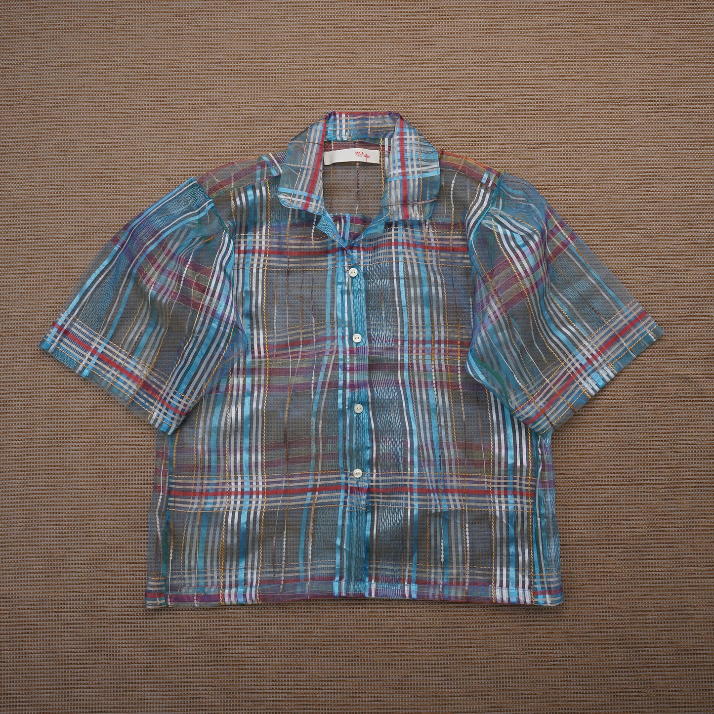 Guaya Blouse Tartan Gauze Blue  - MATA CLOTHiER
