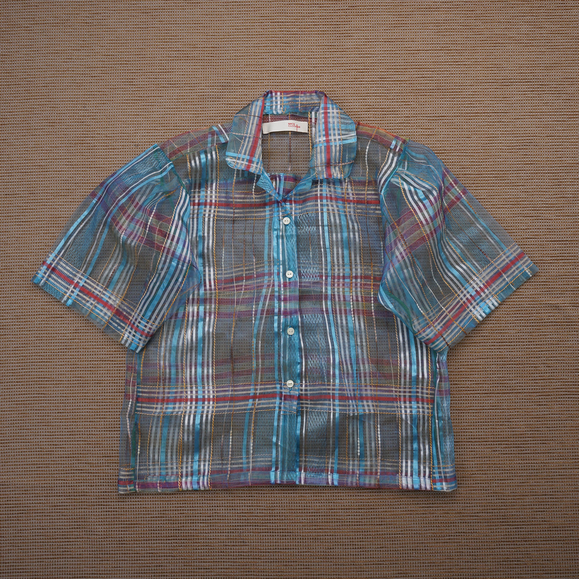 Guaya Blouse Tartan Gauze Blue  - MATA CLOTHiER