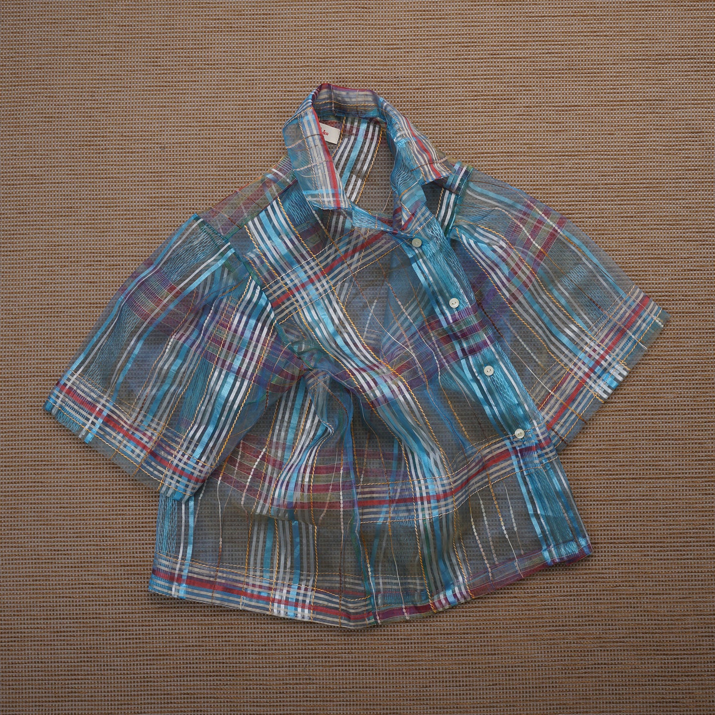 Guaya Blouse Tartan Gauze Blue  - MATA CLOTHiER
