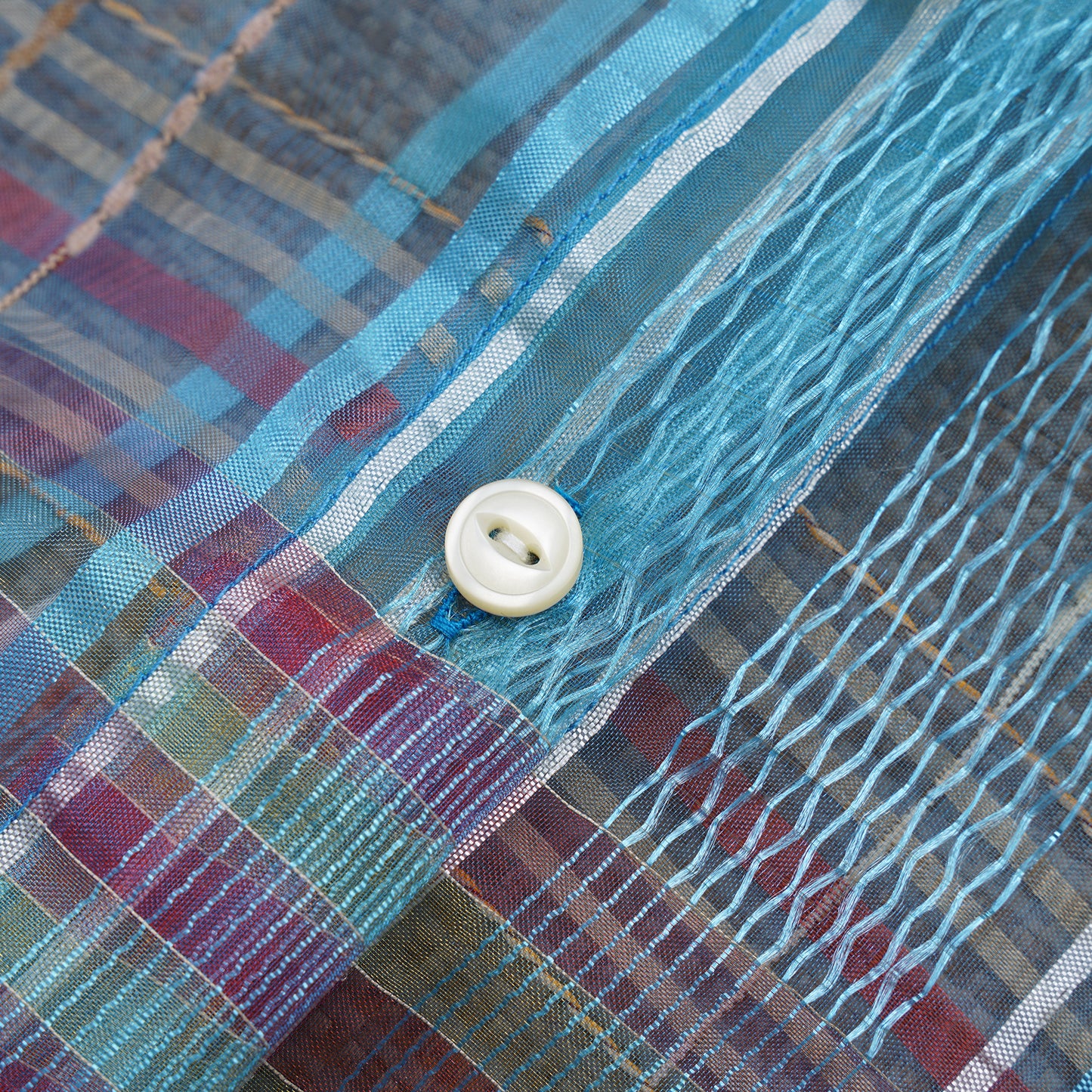 Guaya Blouse Tartan Gauze Blue  - MATA CLOTHiER