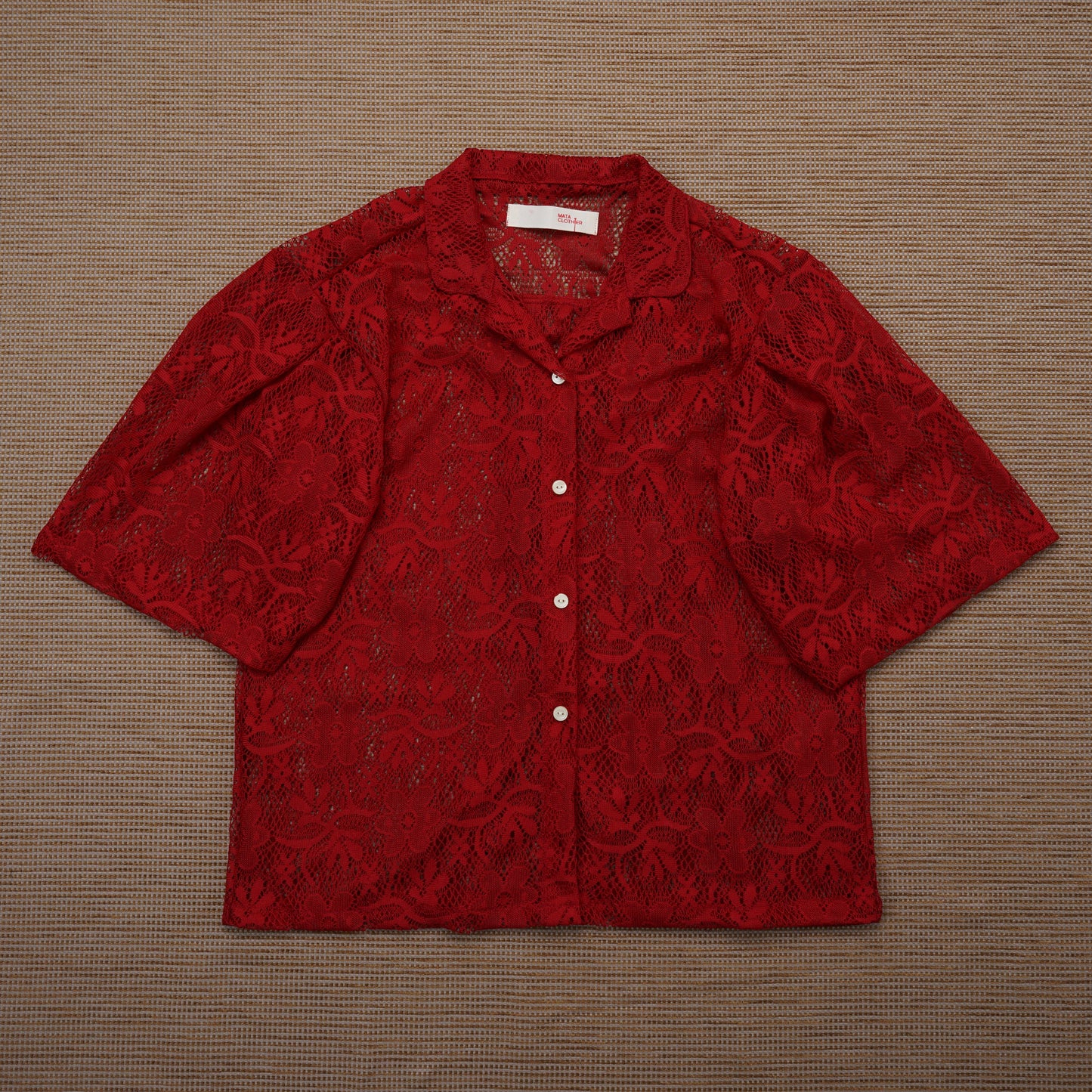 Guaya Blouse Floral Lace Red - MATA CLOTHiER