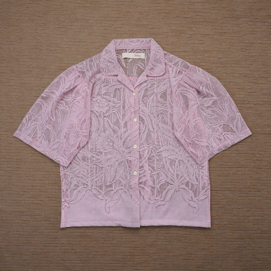 Guaya Blouse Floral Lace Pink - MATA CLOTHiER