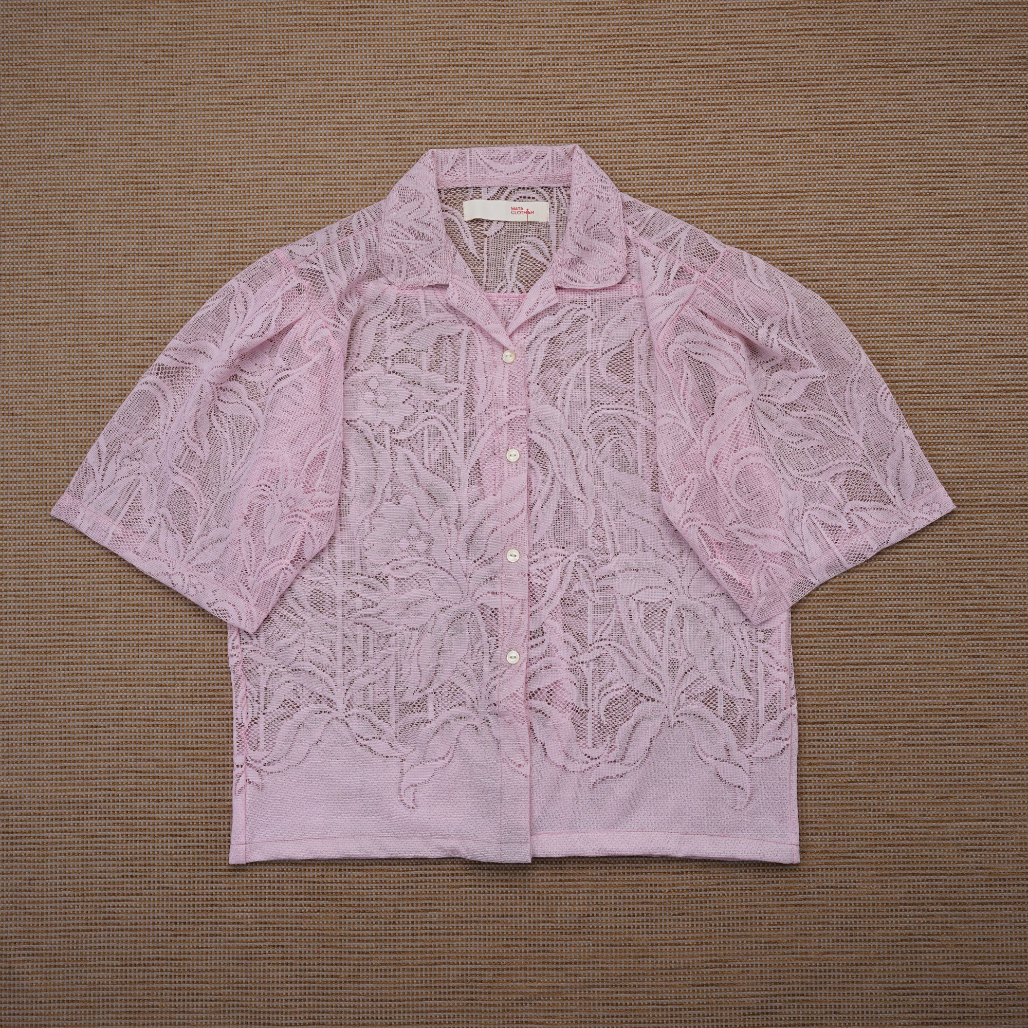Guaya Blouse Floral Lace Pink - MATA CLOTHiER