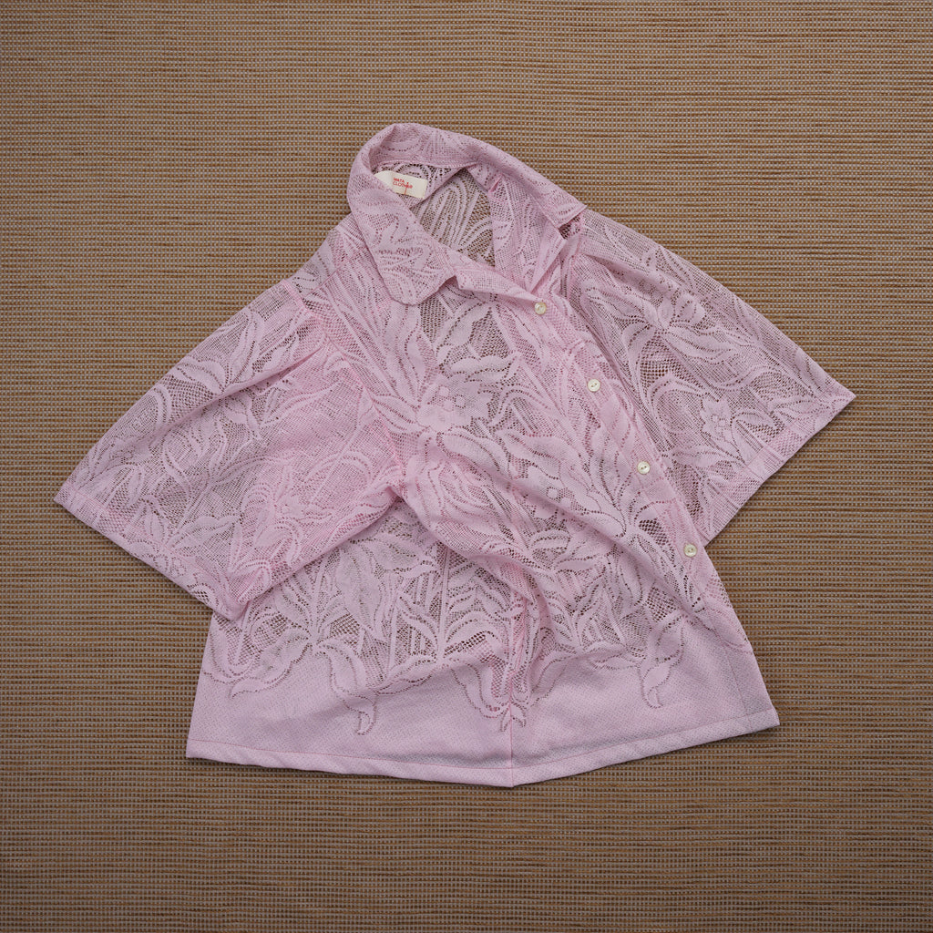 Guaya Blouse Floral Lace Pink - MATA CLOTHiER