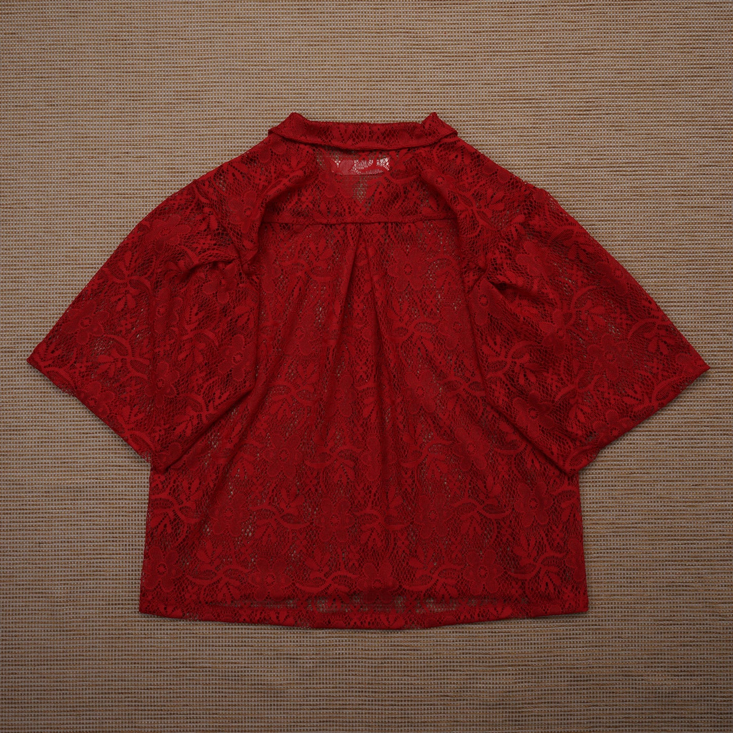 Guaya Blouse Floral Lace Red - MATA CLOTHiER