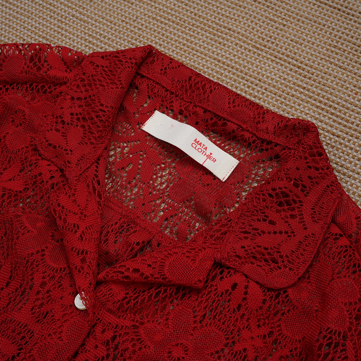 Guaya Blouse Floral Lace Red - MATA CLOTHiER