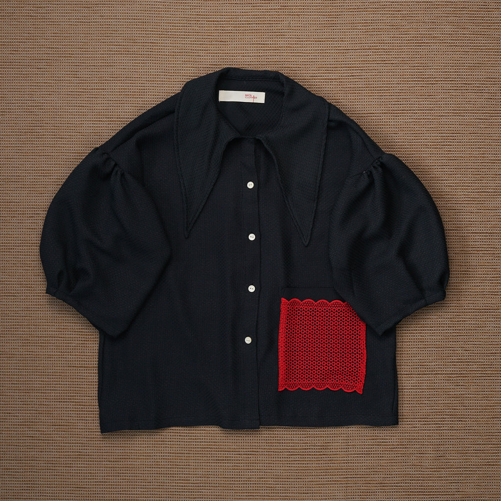 Middy Blouse Polkadate Black - MATA CLOTHiER