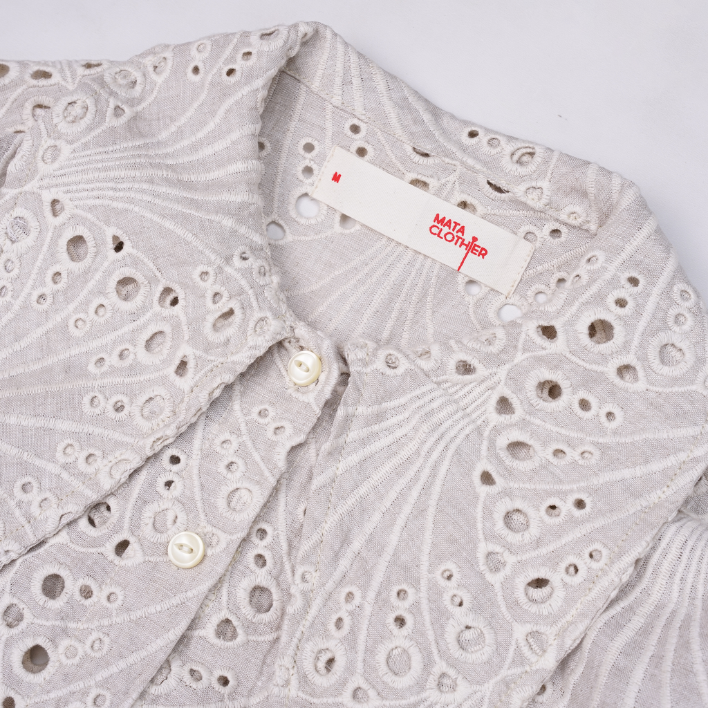 Middy Blouse Shell Lace Beige - MATA CLOTHiER