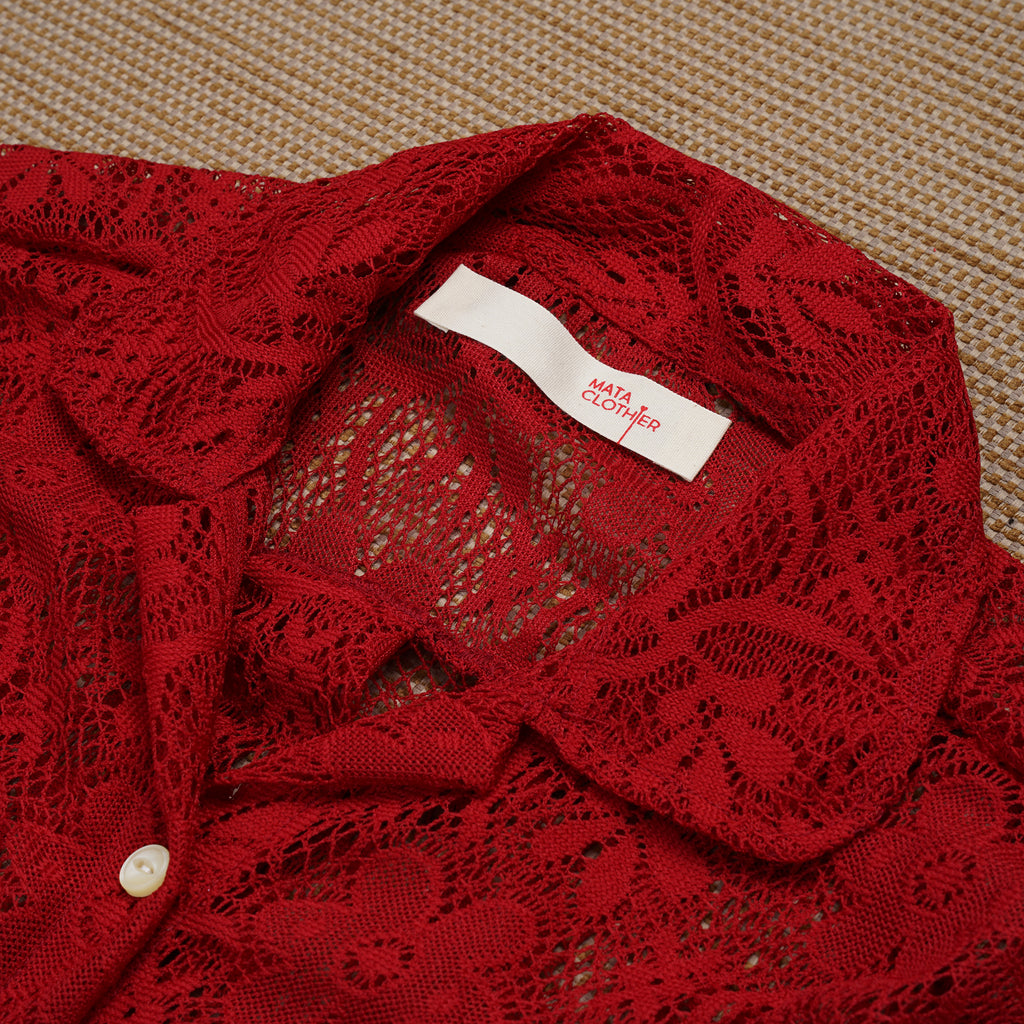 Piyayi Blouse Floral Lace Ruby - MATA CLOTHiER