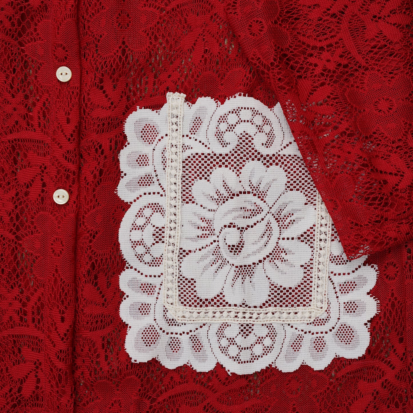 Piyayi Blouse Floral Lace Ruby - MATA CLOTHiER