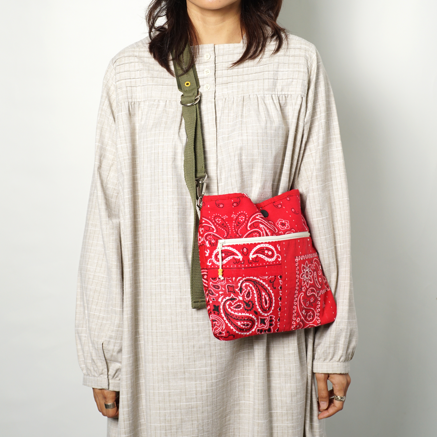 Bandana Patchwork Sacoche Bag Red
