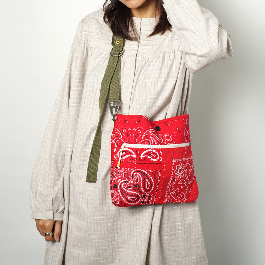 Bandana Patchwork Sacoche Bag Red