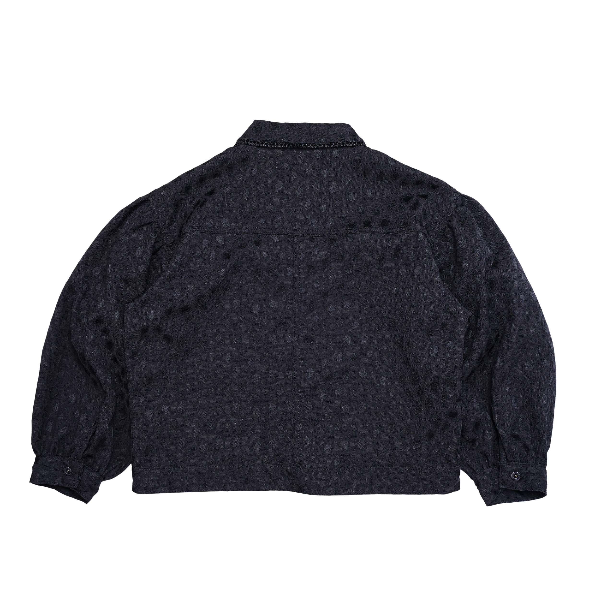 Emiria Jacket Leopard Black Small Collar - MATA CLOTHiER
