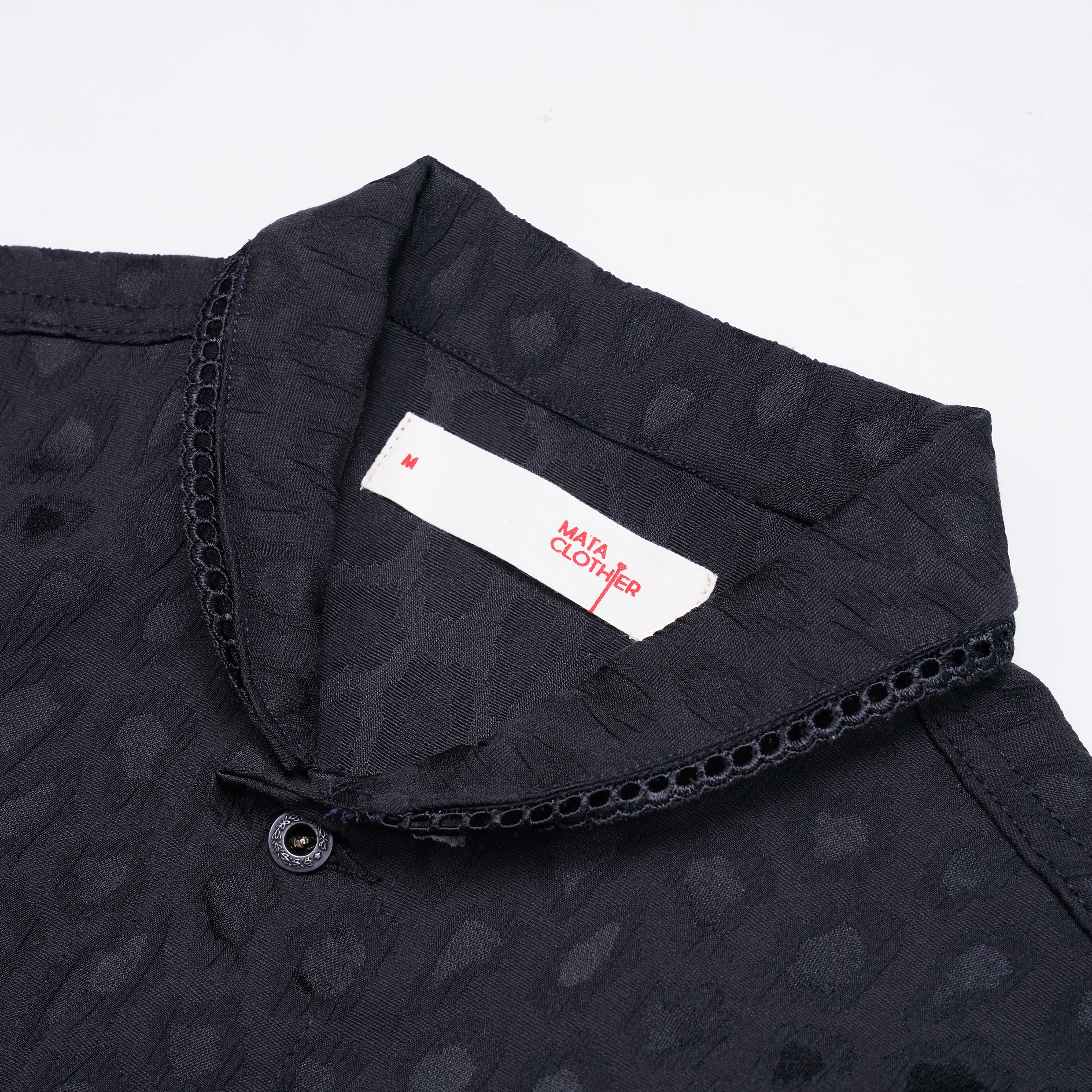 Emiria Jacket Leopard Black Small Collar - MATA CLOTHiER