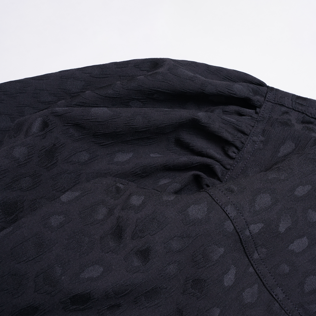 Emiria Jacket Leopard Black Small Collar - MATA CLOTHiER