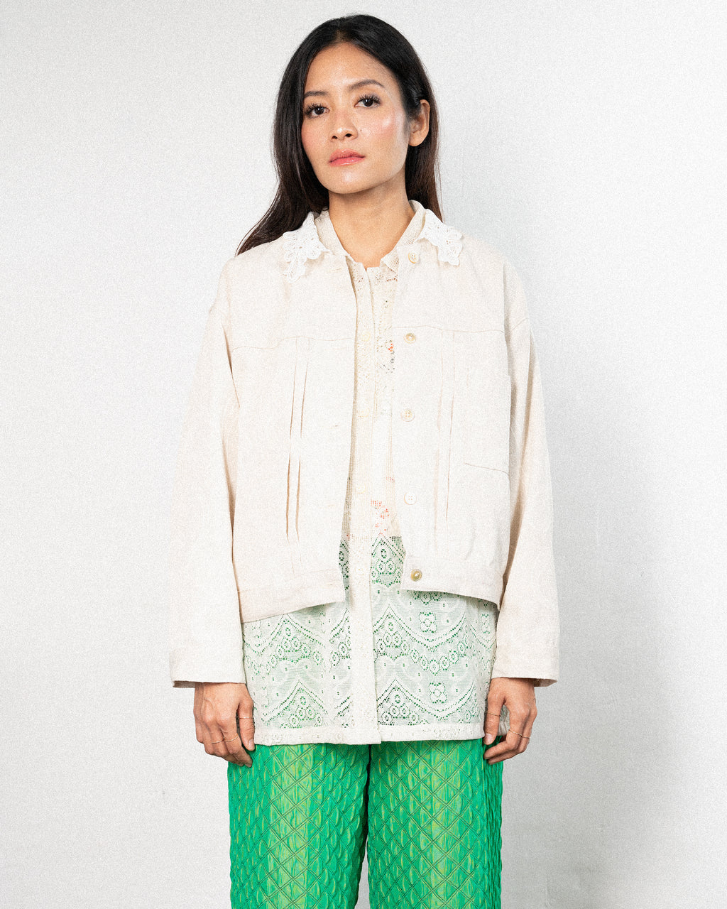 Pompe Jacket Floral Ivory - MATA CLOTHiER
